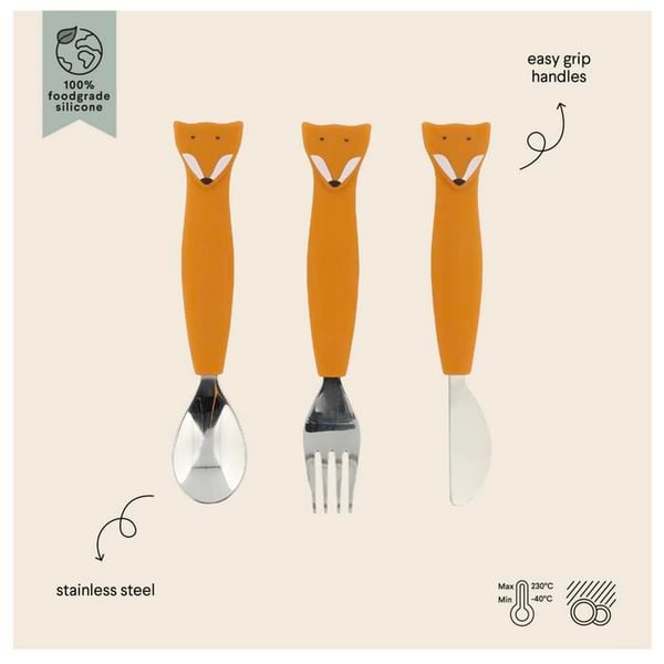 Bestick 3 delar i silikon - Mr Fox - Trixie