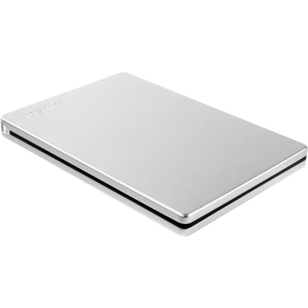 Extern hårddisk - TOSHIBA - CANVIO Slim - 1 To - Aluminiumfinish - USB 3.2 Gen 1
