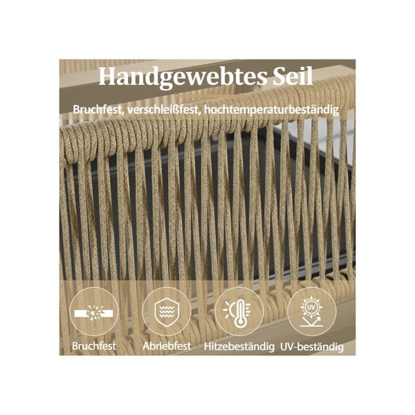 Puutarhakalustesarja, 5 puutarhakalustetta, 3 sohvaa, 2 nojatuolia, beige