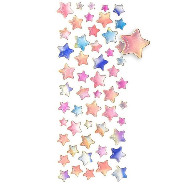 Epoxystickers stjärnor pastel - MEGACREA DIY - 52 stycken - 0,8 till 1,5 cm - Kreativ dekoration - Blandad