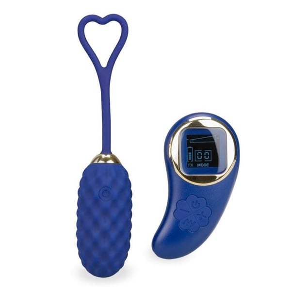 Fjärrstyrd vibrerande ägg 10 lägen 8 intensiteter Ti Amo - Avståndsvibrator för par - Mörkblå