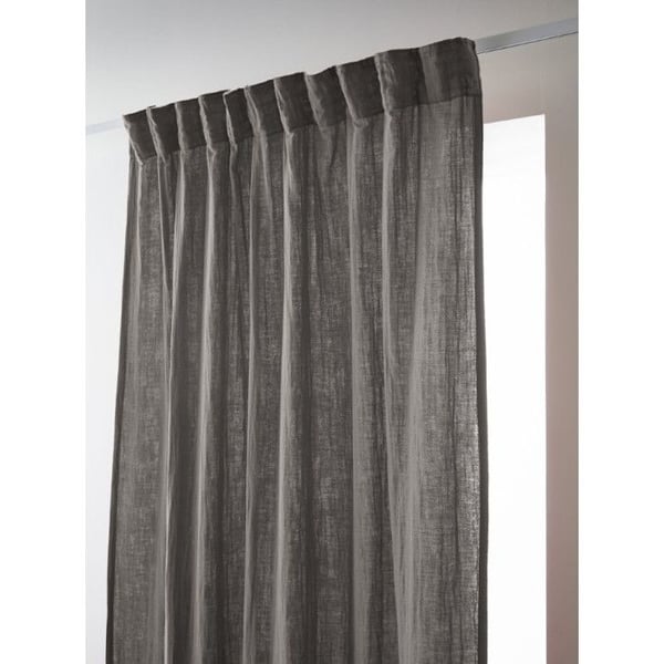 Set med 2 gardiner med rynkband "Gaïa" 140 x 240 cm "Kottongaze" Effekten av fjäril - Gaia Granit - 2 paneler 140 x 240 cm