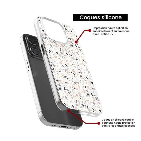 1001Coques - Silikonfodral kompatibelt med Samsung Galaxy M23 - Terrazzo-mönster i färg - Originaldesign tryckt i Frankrike