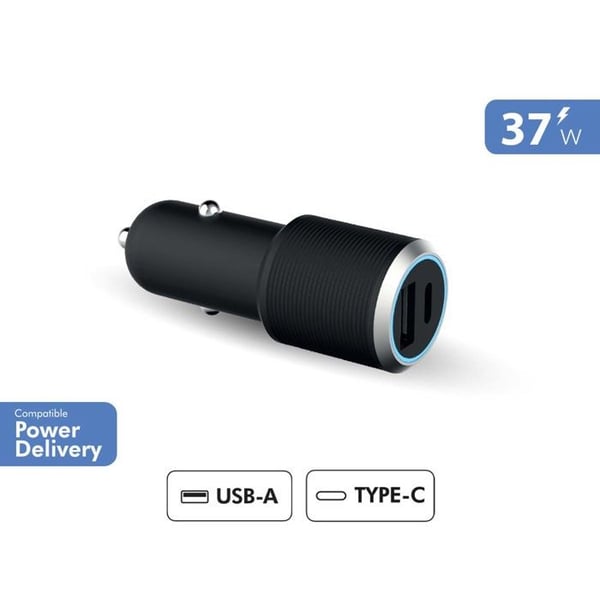 Bil8614 - Force Power Lite - Dubbel Laddare 37W - USB C 25W - USB A 12W - Snabbladdning