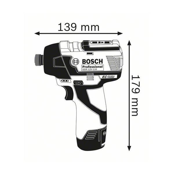 Slagskruvdragare - Bosch - GDR 12V-110 - 2 batterier 3,0Ah - Trådlös - L-BOXX