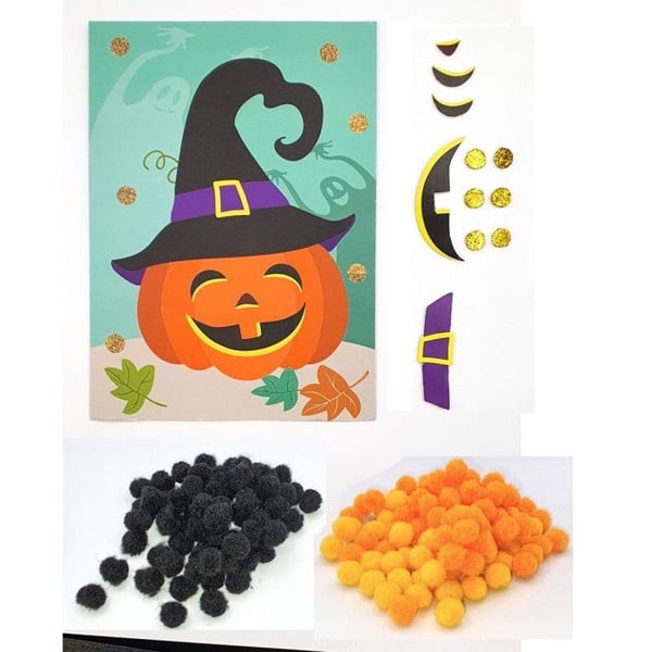 MégaCréa DIY - Tavla med pompom för barn Halloween Pumpa 15 x 21 cm MégaCréa DIY - Tavla med pompom för barn Halloween Pumpa 15 x 21 cm