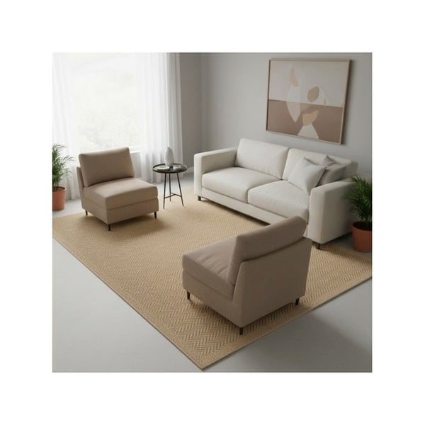 Platt vävt matta - MELIS HOME - 140x200 cm - Chevronmönster - Natur/Beige - Hållbar, lättskött