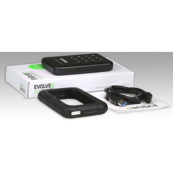 Extern Hölje - EVOLVEO - Encrypt 1 - Aluminium och Gummi - USB 3.0 - 2,5 tum