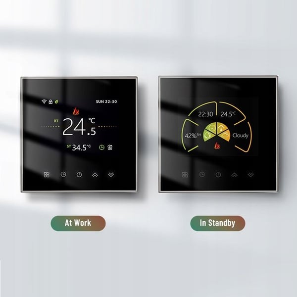 Termostat WiFi Programmerbar - ARHATREYA - BHT-2002 Galw - Golvvärme - Svart/Vit