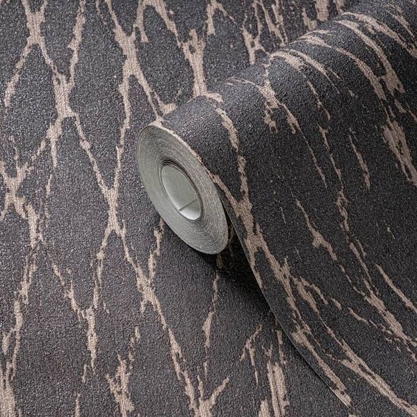 A.S. Creation Smart Surfaces 395635 Non-woven tapet med stenliknande yta 0.53 x 10.05 m Svart