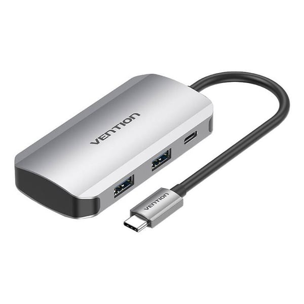 USB-C-dockningsstation - VENTION - 4 USB 3.0-portar - PD-laddare - Kabel 0,15 m - Kompakt design