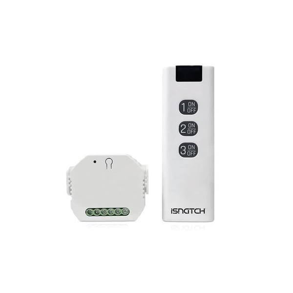 HeySmart Modul för intelligent WiFi-belysning med fjärrkontroll, kompatibel med box eller DIN-skena, styrning via smartphone-app.