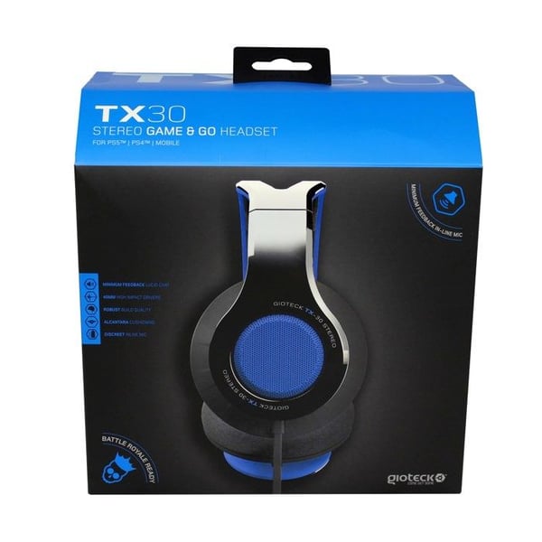 Gioteck - Game & Go TX30 Blå Grill Stereoheadset för PS5, PS4, Xbox Series, Xbox One och Mobil- USED