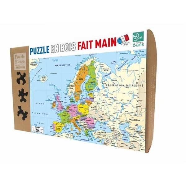 Träpussel - MICHELE WILSON PUZZLE - Karta över Europa - 50 bitar - Resor och kartor - Barn