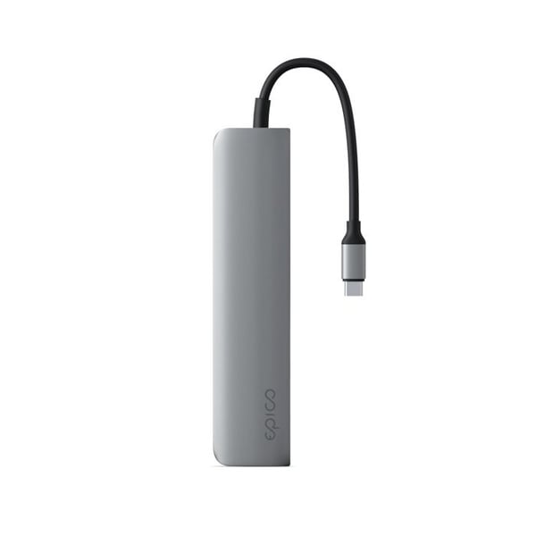USB-C-hub - EPICO - 6in1 Alu Hub 8K - HDMI 8K - Pass-through-laddning - Grå aluminium