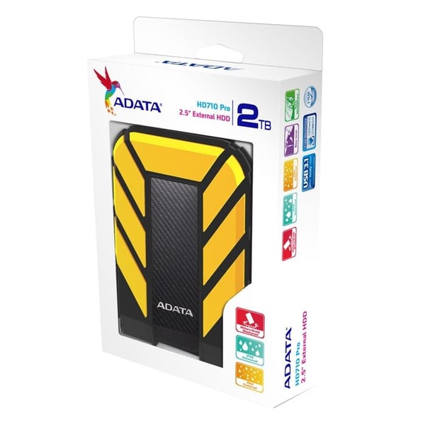 ADATA HD710P 2 TB extern hårddisk - USB 3.1 - Gul