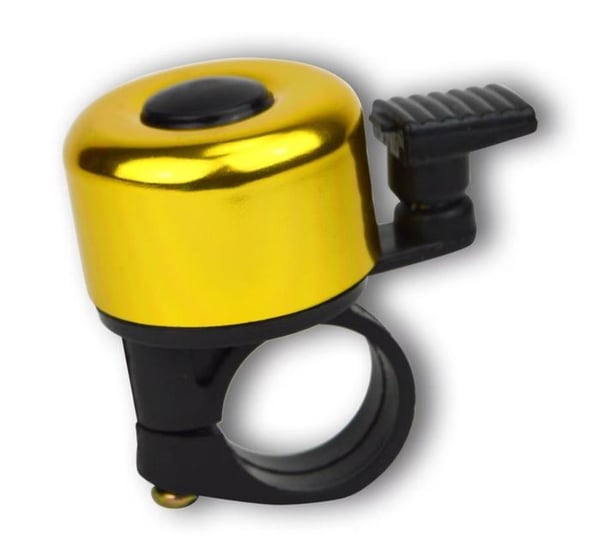 Cykelklocka - KIDDIMOTO - Mini gyllene klocka - Anodiserad aluminium som motstår rost - För styre 2–2,5 cm - Lätt att montera