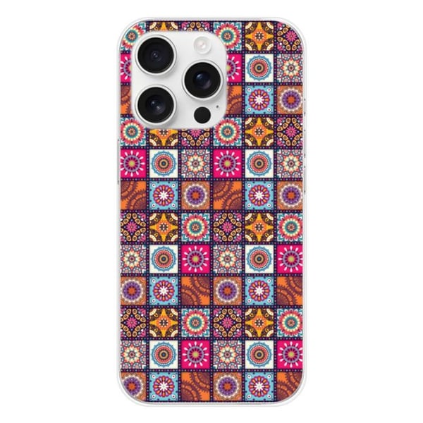 Tryckt silikonfodral som är kompatibelt med Apple iPhone 16 Pro Patchwork Mandala