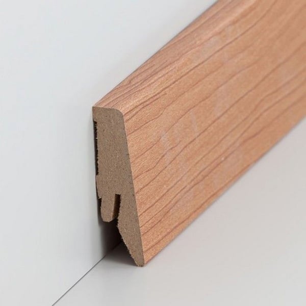 PROVISTON MDF-sockel 18 x 58 x 2500 mm ljus valnöt för att limma, klämma, skruva &amp; spikbelagd MDF-kärna 12,5 meter | 5 st