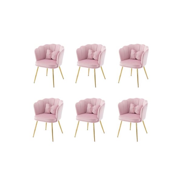Sæt med 6 moderne salonsæder i velours, badeværelsesstole, polstrede stole med blomstret ryg.