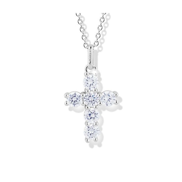 Vacker silverhalsband med kors och kubisk zircon M00541 (kedja, hänge)