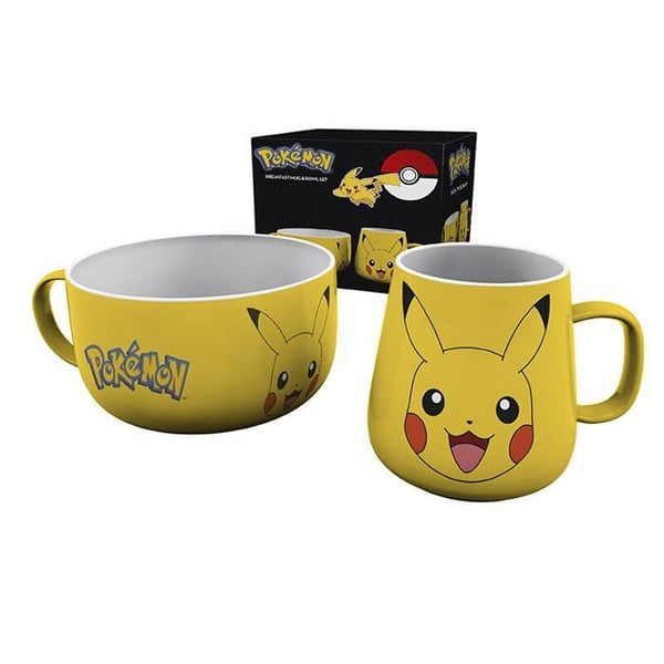 Set frukost - GB eye - Pikachu - Gul - Skål 850 ml - Mug 380 ml