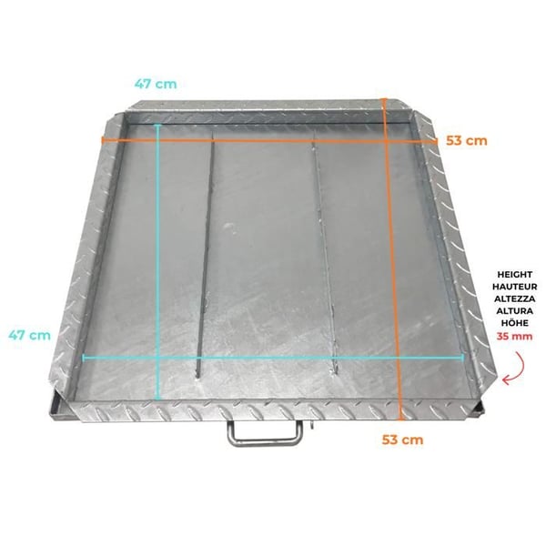 EINSIDE Förstärkt Brunnslock, Lock för Galvaniserad och Ribbad Ståltank – 50 x 50 cm