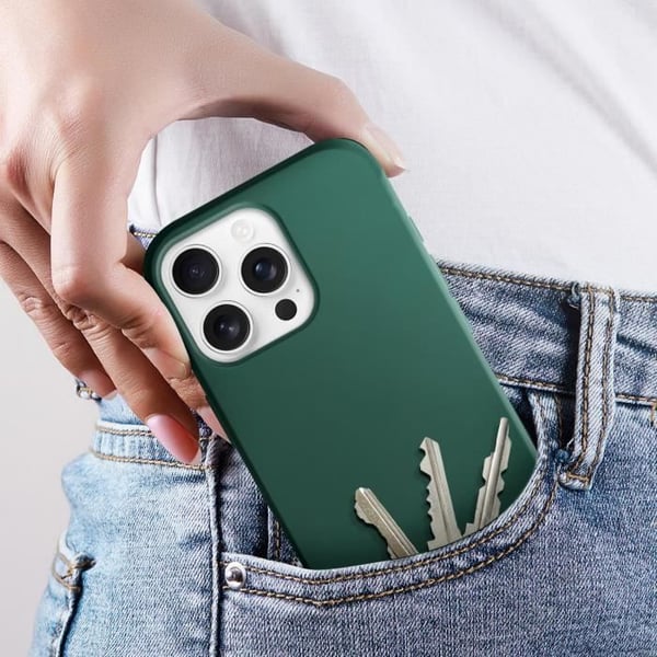 Skydd för iPhone 16 Pro - Snabbt skydd - Mörkgrön - Soft-touch - Stötabsorberande - Rep-resistent