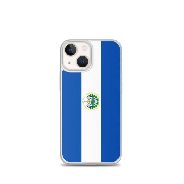 Mobilskal – El Salvadors Flagga – Kompatibel med iPhone 13 mini – Mjuk Fodral – Hållbar och Stötabsorberande - Silikon - Pixelforma