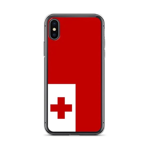 Mobilskal – Tonga-flagga – Kompatibel med iPhone XS Max – Flexibelt fodral – Slitstarkt och stöttåligt - Silikon - Pixelforma