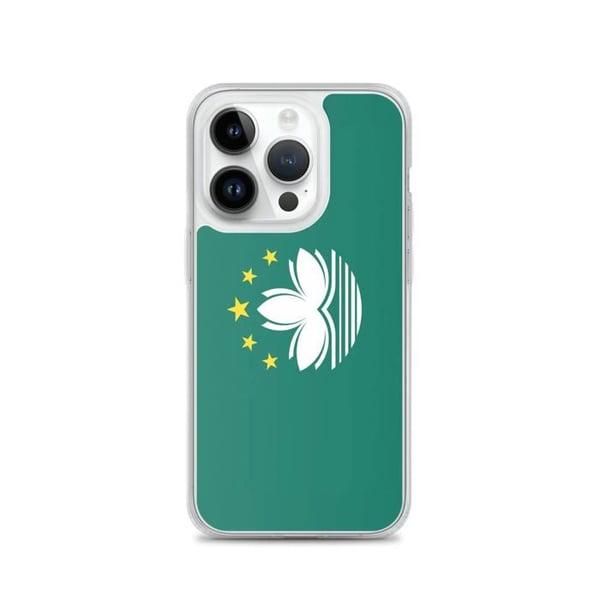 Mobilskal – Macaos flagga – Kompatibel med iPhone 14 Pro – Mjuk fodral – Slitstark och stötsäker - Silikon - Pixelforma