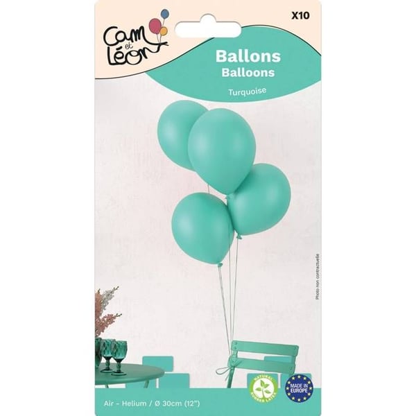 Födelsedagsballong - LILLA CLOWN - Ø 30 cm - Turkos - 10-pack - Klassisk ballong