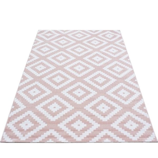 Mattor - Moderna - Puderrosa och Vit - 160x230 cm - Kort lugg - Maskintillverkad