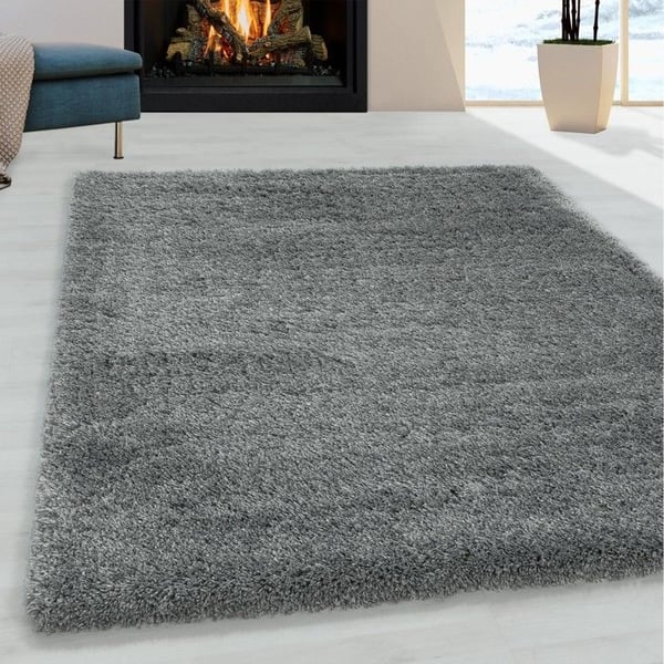 Melis Home Mat efter storlek färg Ljusgrå 160 cm rund shaggy tjock och mjuk med långa hår 30 mm för vardagsrum och