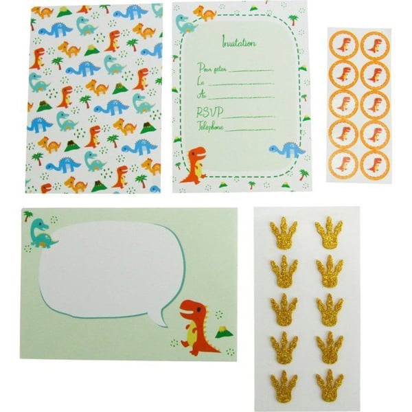 MégaCréa DIY - Barninbjudningskort Dekoration Dinosaurus 10 stycken
