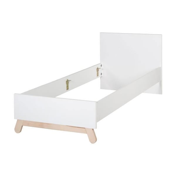 ROBA Sängram Barn 90 x 200 cm - Clara - Modern Skandinavisk Stil - Sängstruktur med Ben i Massivt Bok - Vit