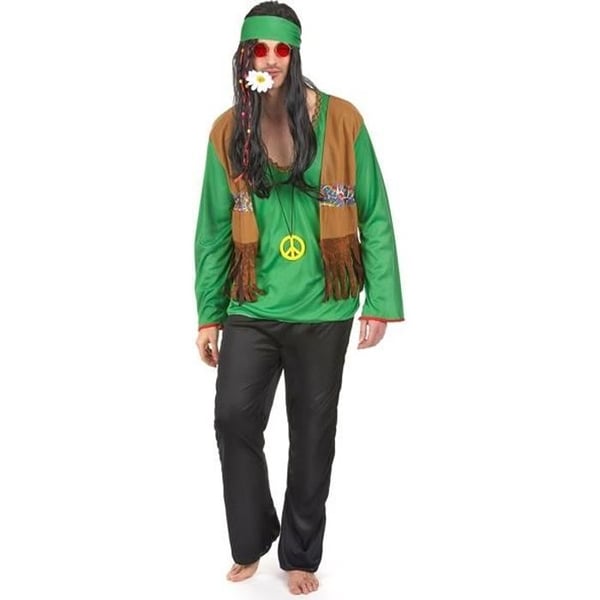 Hippiedräkt för män - One Size - Grön - 100 % polyester