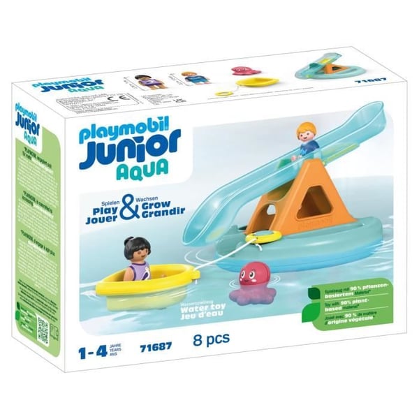 PLAYMOBIL Junior 71687 Ö-ö med vattenrutschkana, Badleksak, Från 12 månader