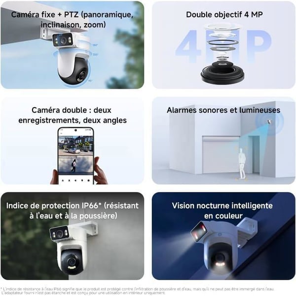 XIAOMI Utomhuskamera CW500 Dual - Övervakningskamera - Dubbelobjektiv 2.5K Ultra HD - WiFi 6 - AI-detektion