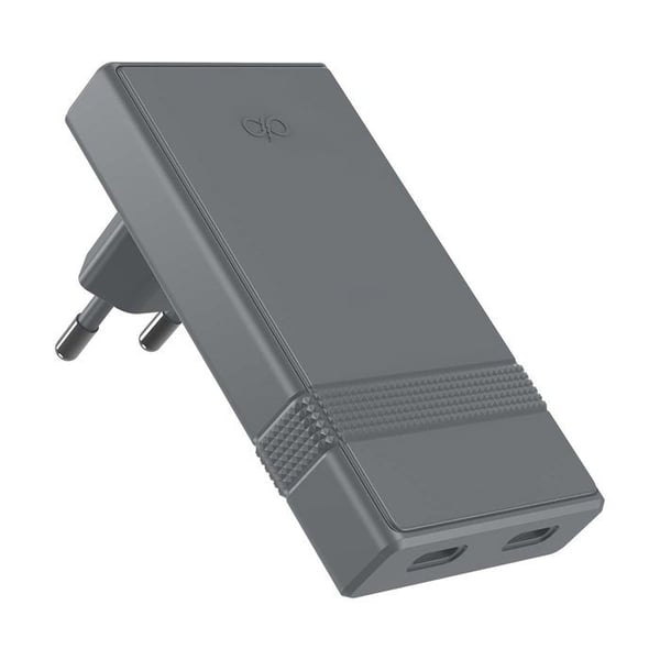 Nätadapter - FORCE POWER - Serie L Shape - 65W PD - 2x USB-C - GaN - Grå
