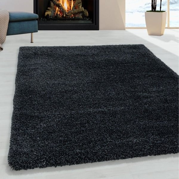 Melis Home Mat efter storlek färg Ljusgrå 160 cm rund shaggy tjock och mjuk med långa hår 30 mm för vardagsrum och