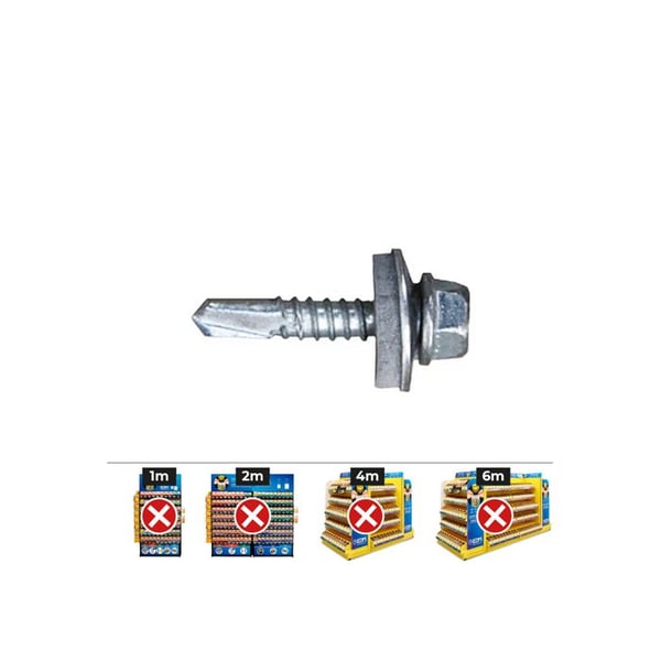 Låda 500 Enhet Skruv 7301 Borrspets Hexagonal Huvud 5,5x32 Mm EPDM Bricka 16 Galvaniserad