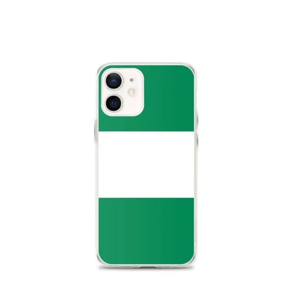 Mobilskal – Nigerias Flagga – Kompatibel med iPhone 12 mini – Mjukt Fodral – Stöttålig och Chockresistent – Silikon – Pixelforma