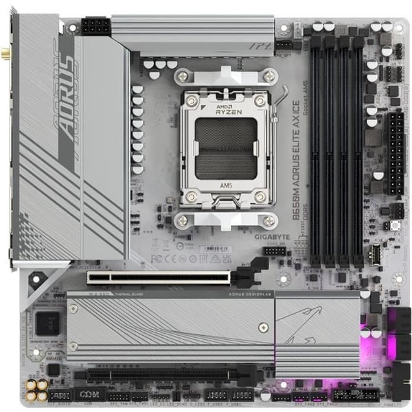 Emolevy - GIGABYTE - B650M AORUS ELITE AX ICE - Micro ATX - Wi-Fi 6E - DDR5 jopa 8000 MHz