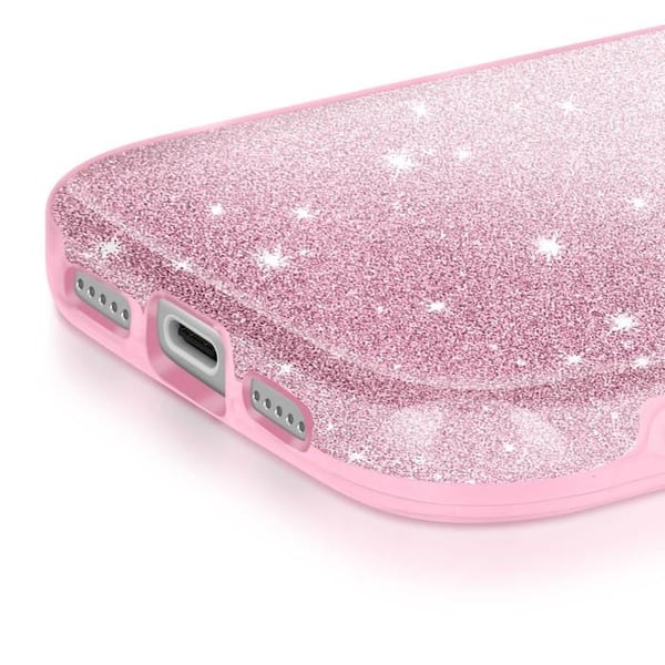 Skal för iPhone 17 Pro, Bimaterialdesign och Glittrande Rosa Yta