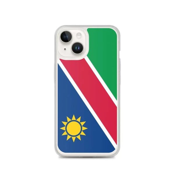 Mobilskal – Namibias flagga – Kompatibel med iPhone 14 – Flexibelt fodral – Stötsäkert och slitstarkt - Silikon - Pixelforma