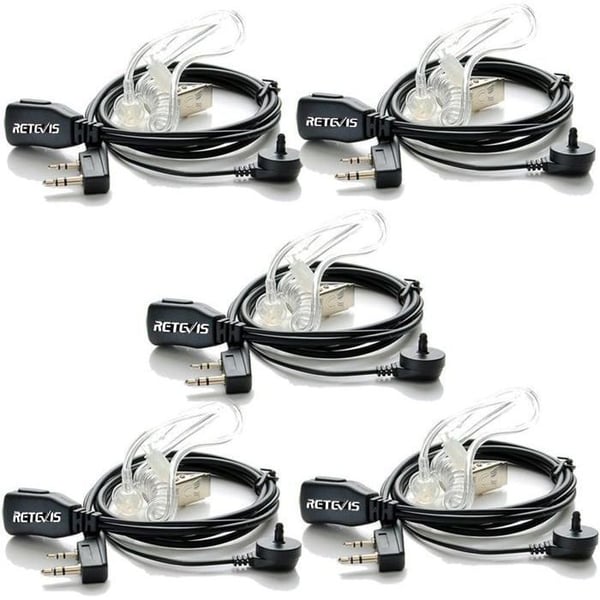 Retevis Walkie Talkie hörsnäcka 2-stifts genomskinlig akustisk tub hörlur för RT24 RT27 RT622 BaoFeng UV5R BF-888S Kenwood(5 st)