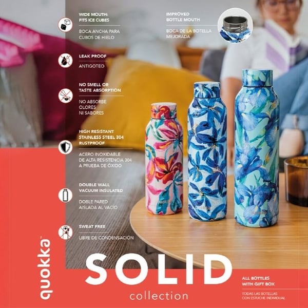 Isolerad flask - Quokka - Solid - Rostfritt stål - 630 ml - Blå sten