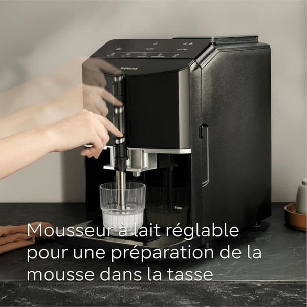 SIEMENS Helautomatska kaffe-maskin EQ300 ceramDrive milkPerfect svart piano TF301E19