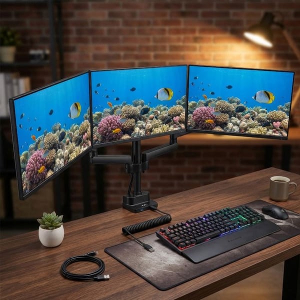 Støtte til 3 PC-skærme til kontor via en VESA-klemme 75x75 100x100 17-27" Maclean MC-811
